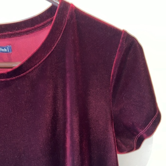 Abercrombie & Fitch   Velvet scoopneck Top short sleeves  deep maroon  Size S-M - Picture 4 of 12